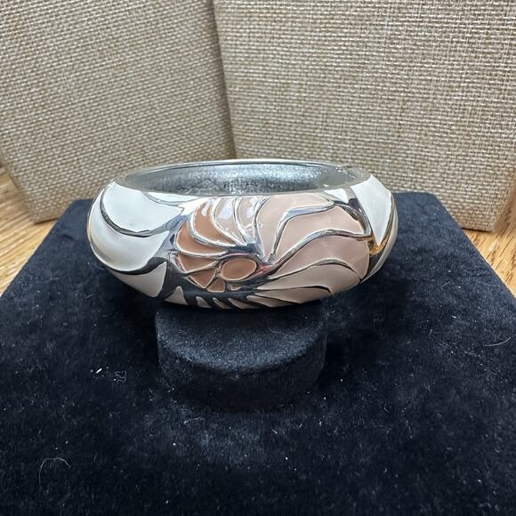 Sequin Nordstrom Multicolo Silver Tone Statement Enamel Bangle Bracelet # 522 - Picture 1 of 3